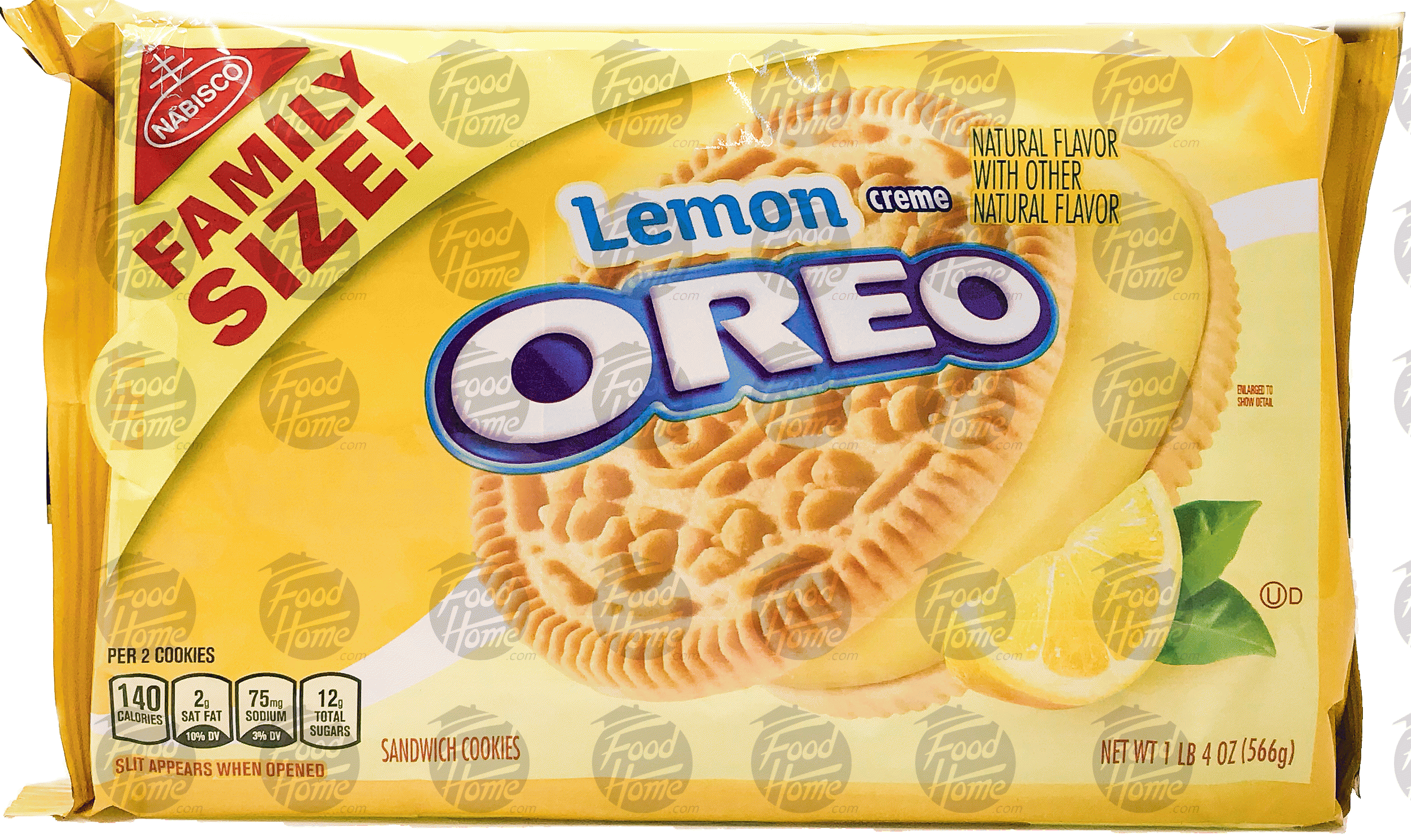 Nabisco Oreo lemon creme stuffed oreo cookies, family size, wrapper Full-Size Picture